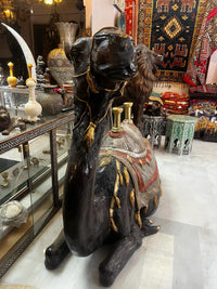 Life-Size Seated Camel Sculpture — Hand-Decorated with Silver & Gold Ceremonial Saddle