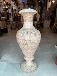 Monumental Camel Bone Calligraphy Urns — Hand-Inlaid Matching Pair