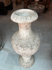 Monumental Camel Bone Calligraphy Urns — Hand-Inlaid Matching Pair