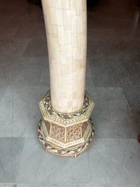 Monumental Camel Bone Tusk Sculptures — Hand-Painted Matching Pair