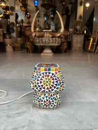 Multicolour Mosaic Glass Table Lamp — Hand-Set Geometric Tiles, Matching Pair