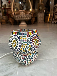 Multicolour Mosaic Glass Table Lamp — Hand-Set Geometric Tiles, Matching Pair