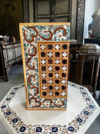 Abalone & Mother of Pearl Chess Board — Diamond Playing Field with Iridescent Floral Border, Board Only