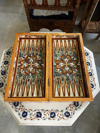 Abalone & Mother of Pearl Chess Board — Diamond Playing Field with Iridescent Floral Border, Board Only