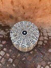 Mother of Pearl & Black Resin Drum Stool — Mosaic Fragment