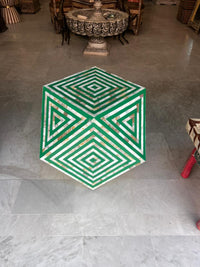 Mother of Pearl & Green Resin Geometric Stool — Concentric Diamond