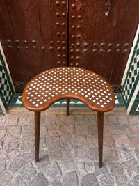 Walnut & Mother of Pearl Kidney Side Table — Dot Grid Inlay