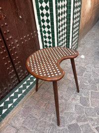 Walnut & Mother of Pearl Kidney Side Table — Dot Grid Inlay