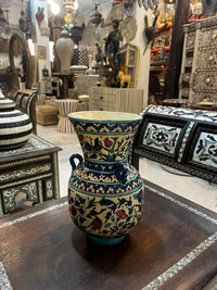 Hand-Painted Ceramic Vase — Polychrome Floral on Ivory Ground