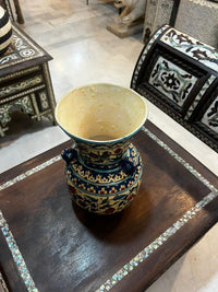 Hand-Painted Ceramic Vase — Polychrome Floral on Ivory Ground