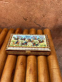 Khatam Micro-Mosaic Box — Hand-Painted Polo Miniature Lid