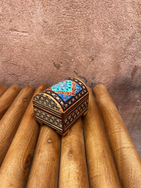 Khatam Micro-Mosaic & Hand-Painted Dome Jewellery Chest — Polychrome Medallion Lid