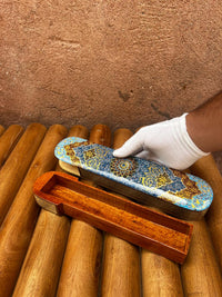 Khatam Micro-Mosaic & Enamel Elongated Case — Pen, Cigar or Watch Box