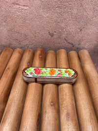 Khatam Micro-Mosaic & Hand-Painted Elongated Case — Peony Garden with Bird