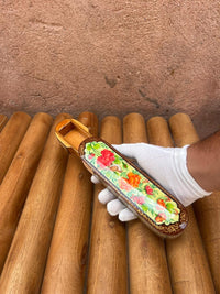 Khatam Micro-Mosaic & Hand-Painted Elongated Case — Peony Garden with Bird
