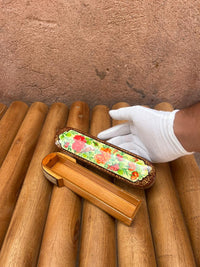 Khatam Micro-Mosaic & Hand-Painted Elongated Case — Peony Garden with Bird