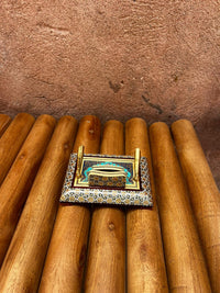Khatam Micro-Mosaic & Enamel Desk Organiser — Pen Holder & Business Card Tray