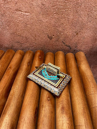 Khatam Micro-Mosaic & Enamel Desk Organiser — Pen Holder & Business Card Tray