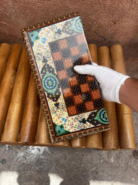 Khatam Micro-Mosaic & Hand-Painted Chess Board — Emerald Green Floral Medallion Border