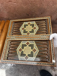 Khatam Micro-Mosaic Chess & Backgammon Board — Full Geometric Star Inlay — 2 in 1