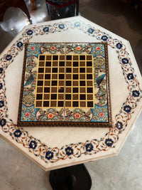 Khatam Micro-Mosaic & Hand-Painted Chess Board — Peacock & Floral Border