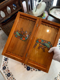 Khatam Micro-Mosaic & Hand-Painted Chess Board — Peacock & Floral Border