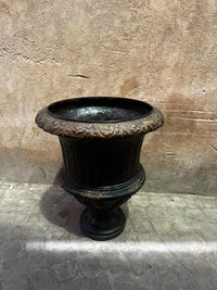Cast Bronze Garden Urn — Acanthus Leaf Rim & Classical Medici Form — Set of 2