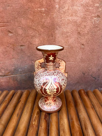Andalusian Lustreware Ceramic Vase — Hand-Painted Arabesque on Ivory & Burnt Sienna Ground