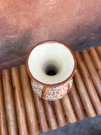 Andalusian Lustreware Ceramic Vase — Hand-Painted Arabesque on Ivory & Burnt Sienna Ground