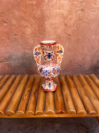 Andalusian Lustreware Ceramic Amphora — Twin Winged Handles with Cobalt & Copper Arabesque — Set of 2