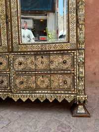 Levantine Mother of Pearl Inlaid Armoire — Signed Ahmed Jamil Sarsar, Dated 1890