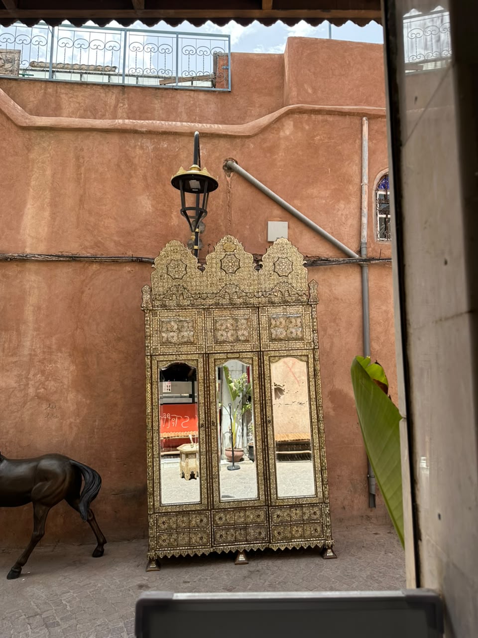 Levantine Mother of Pearl Inlaid Armoire — Signed Ahmed Jamil Sarsar, Dated 1890