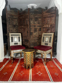 Syrian Octagonal Side Table — Hand-Inlaid Geometric Marquetry on Walnut