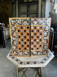Abalone & Mother of Pearl Chess Board — Diamond Playing Field with Iridescent Floral Border, Board Only